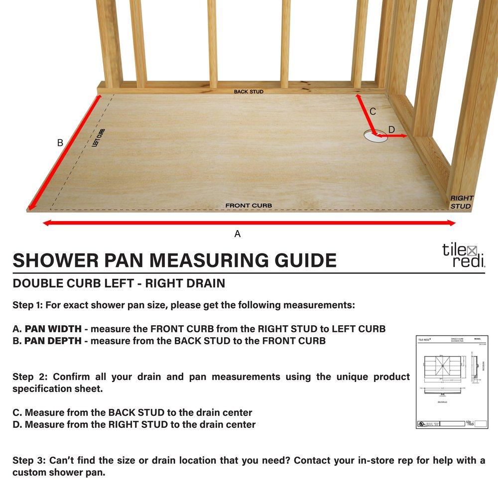 Tile Redi USA Polished Chrome 30 in. Double Curb Shower Base with Right Hand Drain 