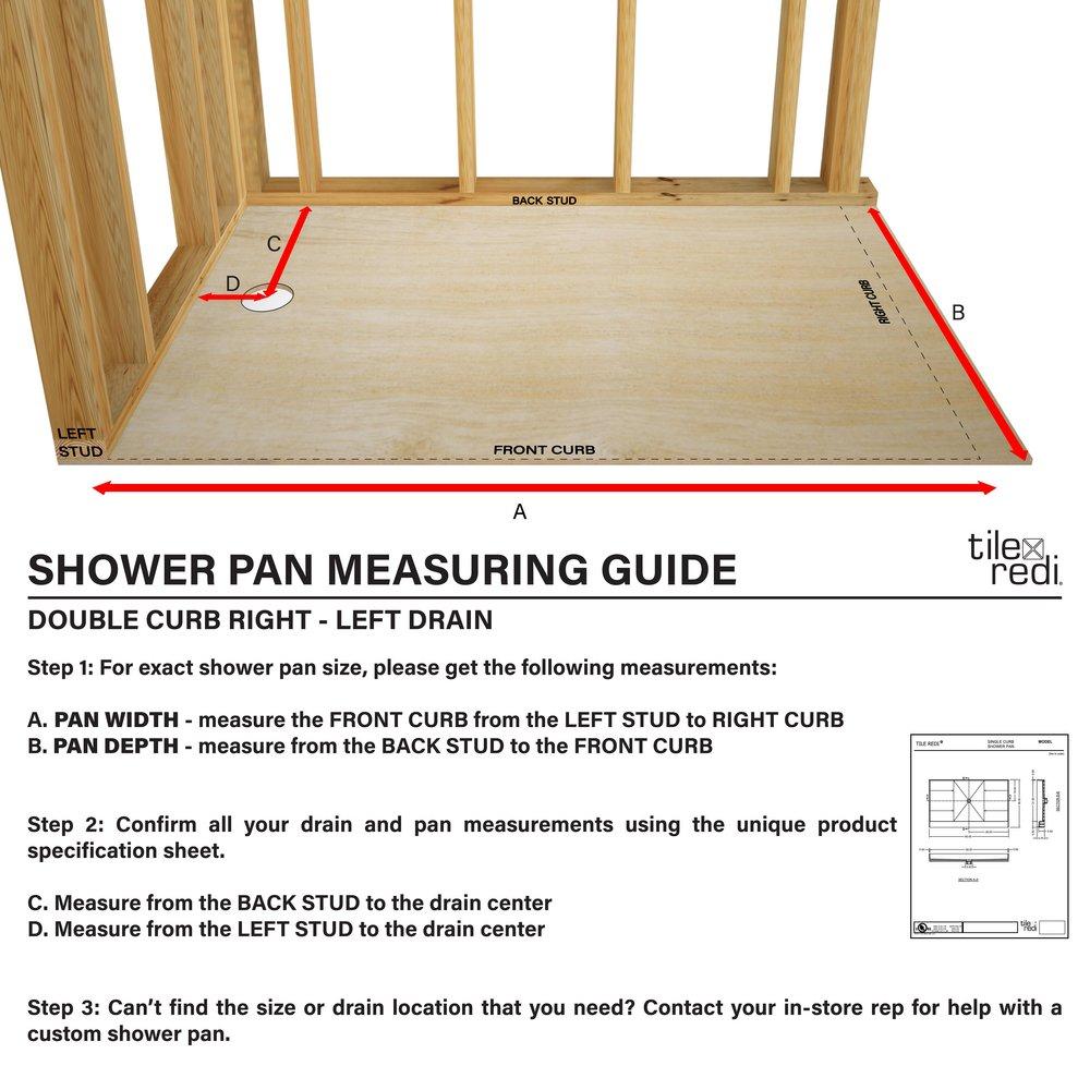 Tile Redi USA Polished Chrome 30 in. Double Threshold Shower Base with Left Drain 