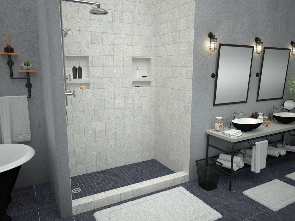 Tile Redi USA Polished Chrome 32 in. Single Curb Shower Base with Left Hand Drain 