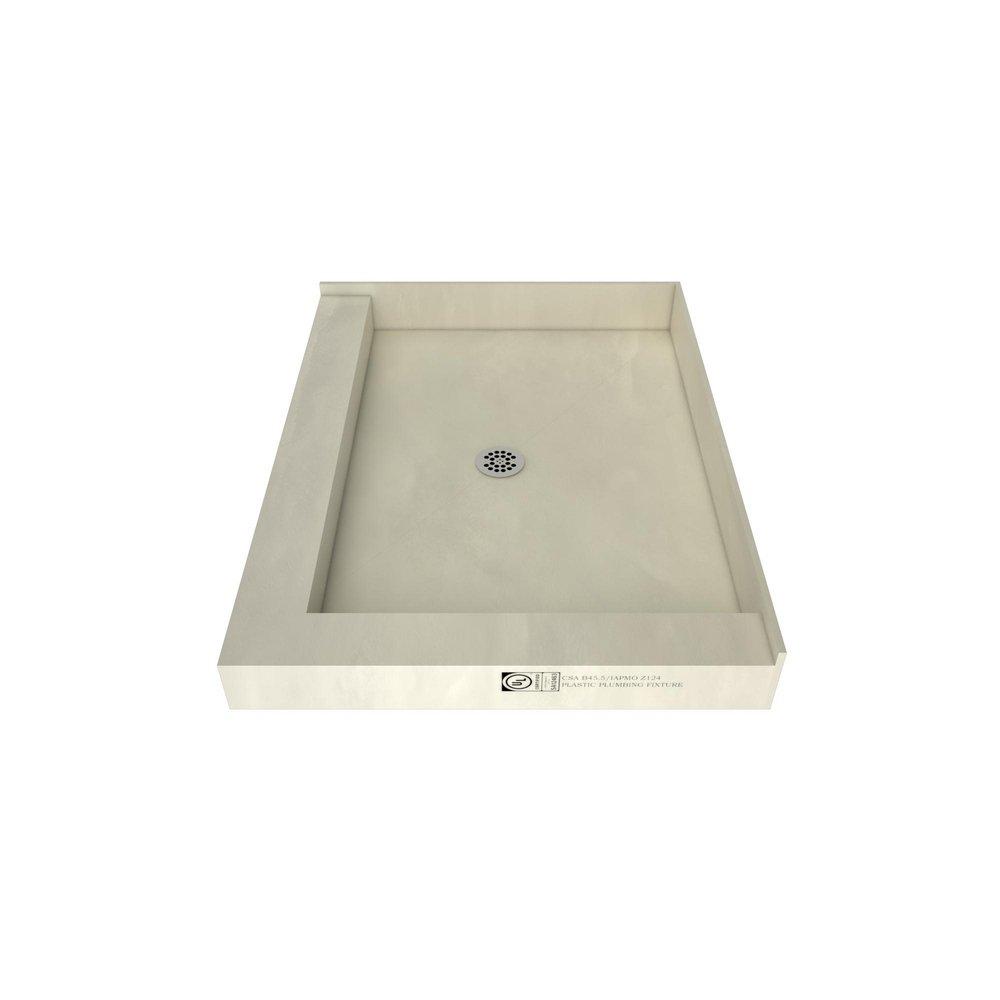 Tile Redi USA Polished Chrome 48 x 37 in. Double Curb Shower Base with Center Drainin Grey 