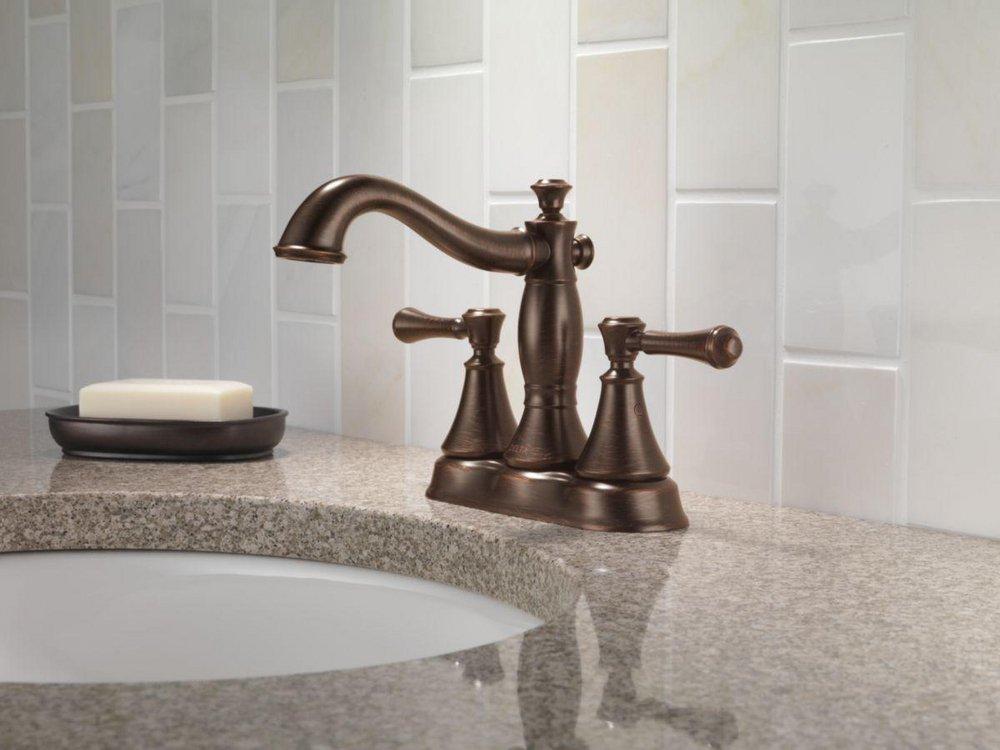 Delta Faucet Venetian Bronze Two Handle Centerset Bathroom Sink Faucet with Pop-Up Drain Assembly 