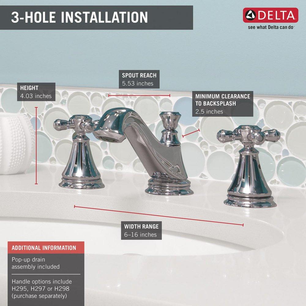 Delta Faucet Chrome Two Handle Widespread Bathroom Sink Faucet (Handles Sold Separately) 