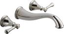 1.5 gpm 3-Hole Lavatory Faucet with Double Lever Handle Wall Mount Faucet in Brilliance Polished Nickel