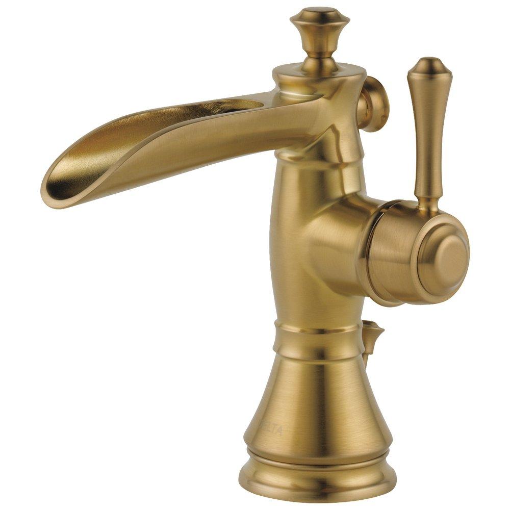 Delta Faucet Champagne Bronze Single Handle Centerset Waterfall Bathroom Sink Faucet with Pop-Up Drain Assembly 
