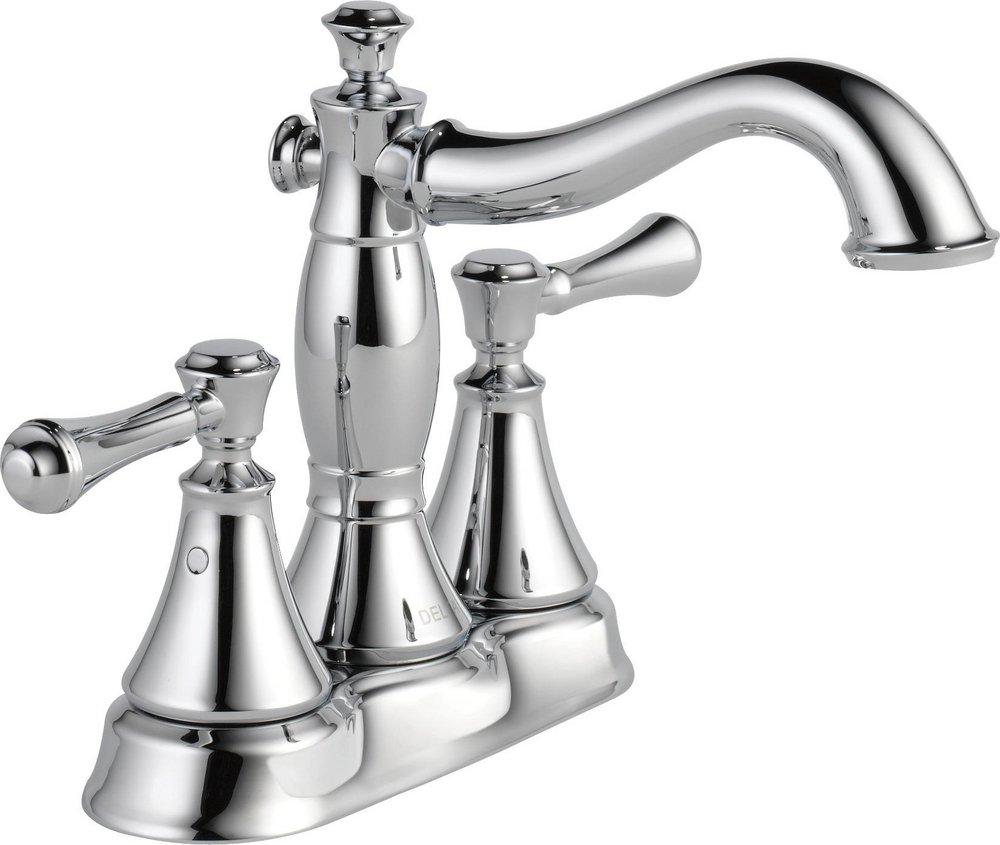 Delta Faucet Chrome Two Handle Centerset Bathroom Sink Faucet with Pop-Up Drain Assembly 