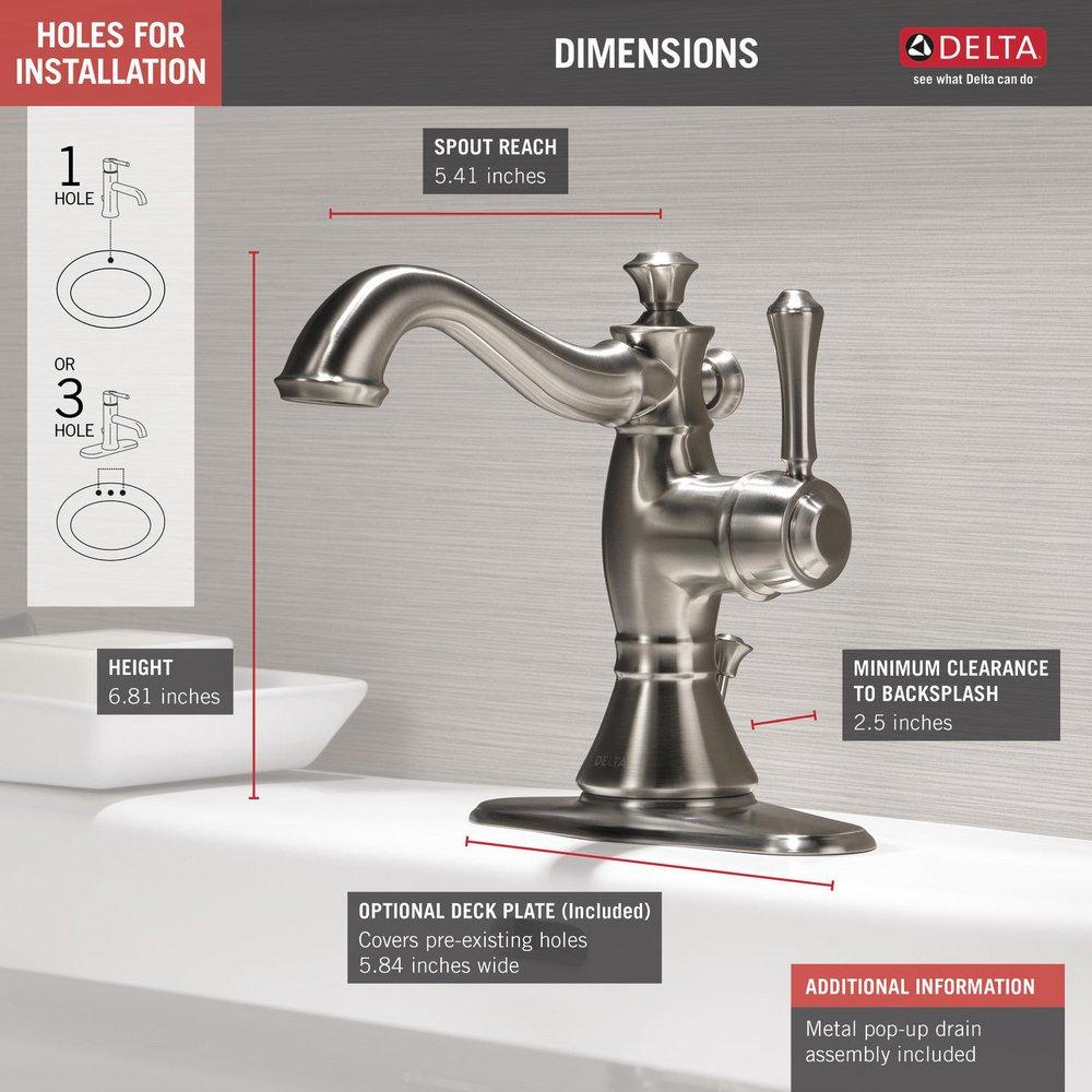 Delta Faucet Brilliance Stainless Single Handle Centerset Bathroom Sink Faucet with Pop-Up Drain Assembly 
