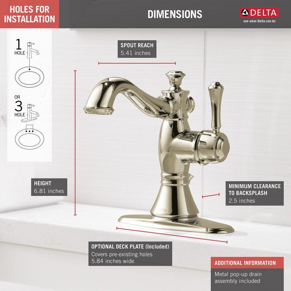Delta Faucet Brilliance Polished Nickel Single Handle Centerset Bathroom Sink Faucet with Pop-Up Drain Assembly 