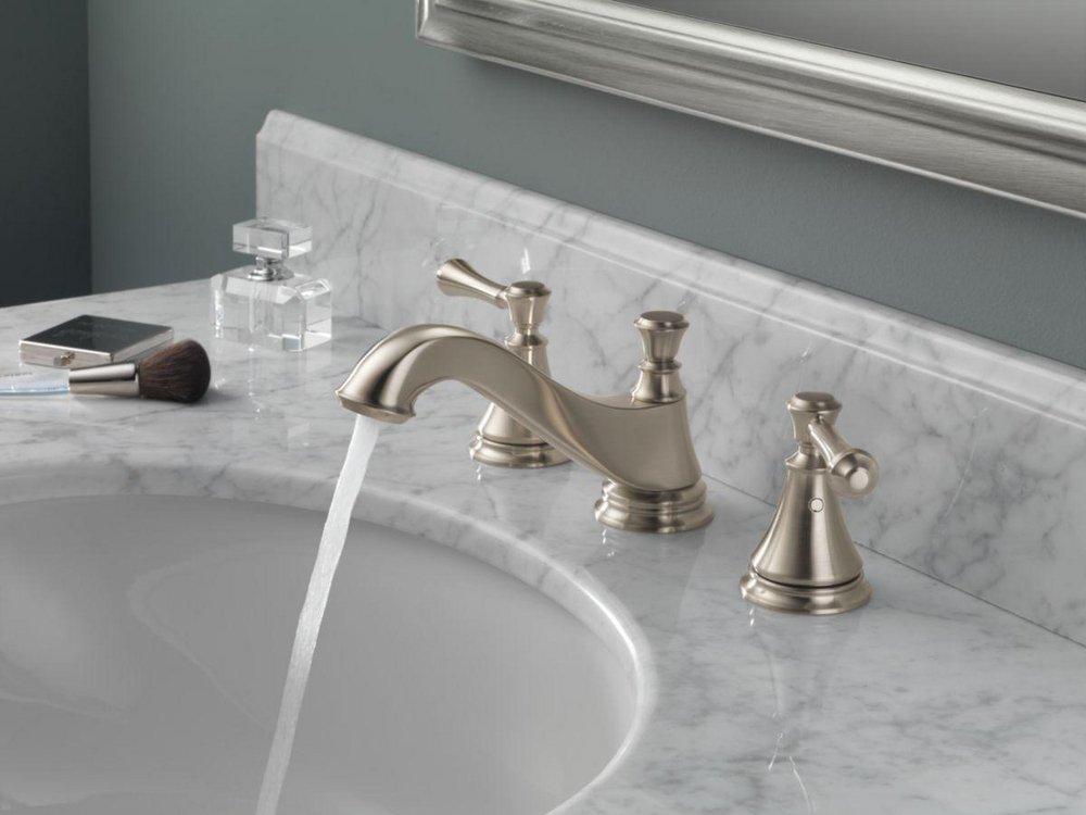 Delta Faucet Brilliance Stainless Two Handle Widespread Bathroom Sink Faucet (Handles Sold Separately) 