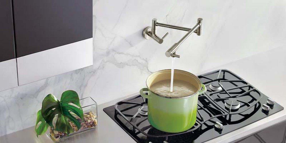 Moen Spot Resist Stainless 5.5 gpm 1 Hole Wall Mount Pot Filler with Double Lever Handle 