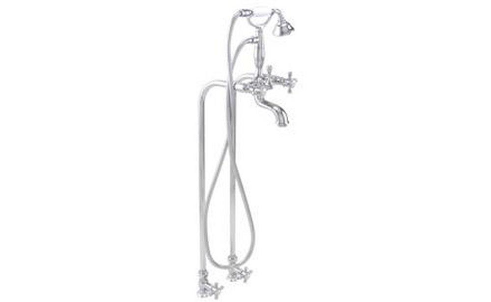 California Faucets Polished Chrome 10 gpm Tub Filler with Double Cross Handle and Hand Shower 