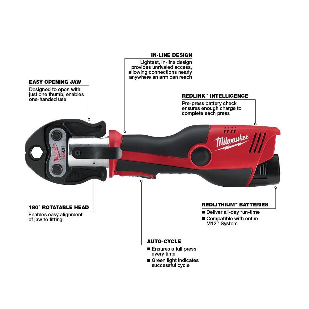 Milwaukee® Black 0.5 - 1.25 in. Battery Press Tool 