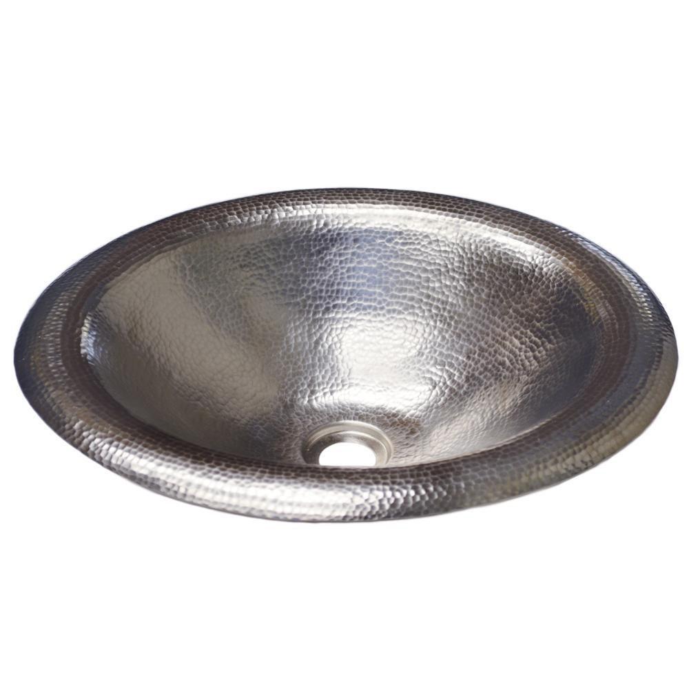 Brushed Nickel 18 X 15 0 Hole Copper Self-Rimming OVAL Lavatory *MAELOT Brushed Nickel 