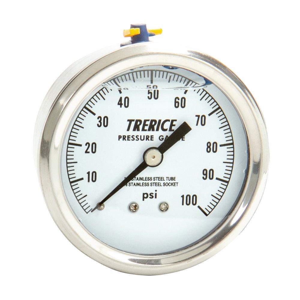 H.O. Trerice Stainless Steel 2-1/2 x 1/4 in. Stainless Steel Filled Pressure Gauge 