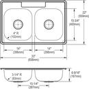Elkay Lustrous Satin 32-3/4 x 21 in. No Hole Stainless Steel Double Bowl Undermount Kitchen Sink 