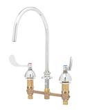 T&S Brass Polished Chrome Two Handle Wristblade Deck Mount Healthcare Faucet 