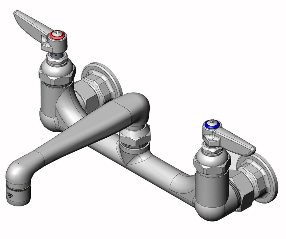 T&S Brass Polished Chrome Wall Mount Mixing Faucet 