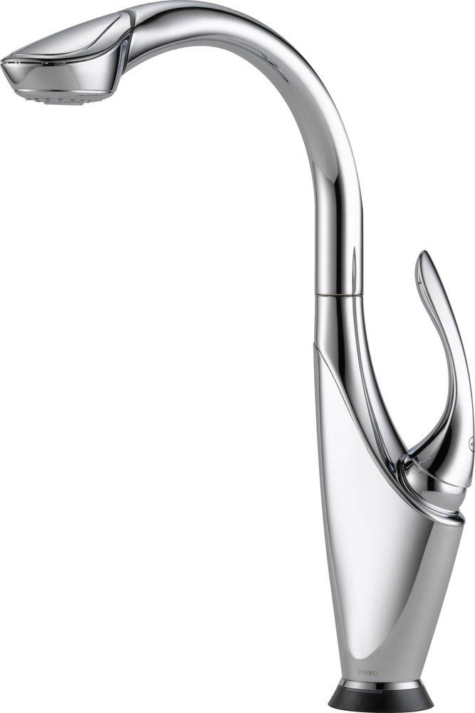 Brizo Polished Chrome 1.8 gpm Single Lever Handle Deckmount Kitchen Sink Faucet 360 Degree Swivel Spout 3/8 in. Compression Connection 