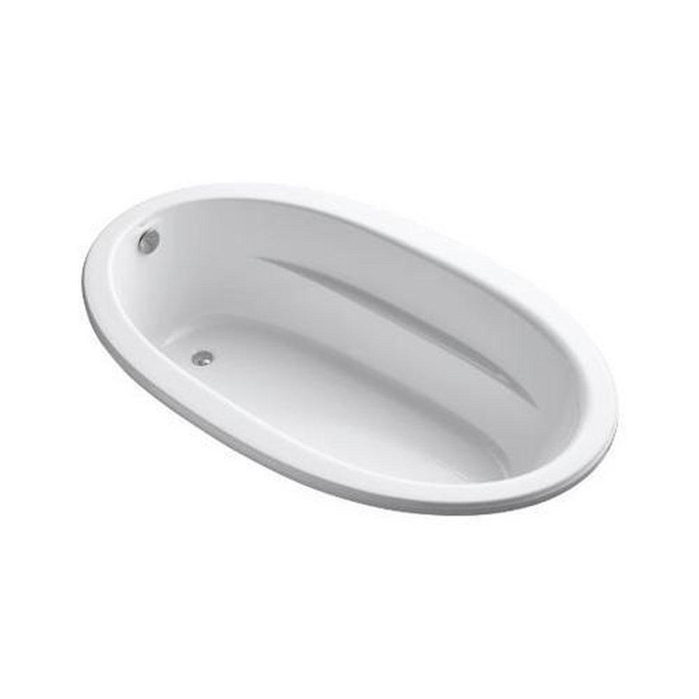 KOHLER White 72 x 42 in. Soaker Drop-in Bathtub with End Drain 