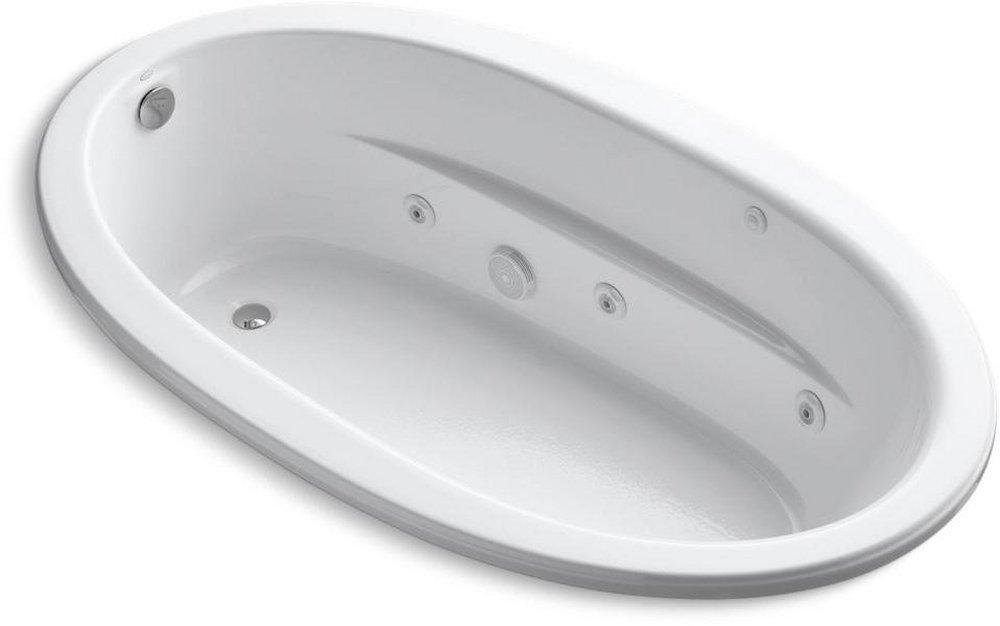 KOHLER White 72 x 42 in. Whirlpool Drop-In Bathtub with Reversible Drain 