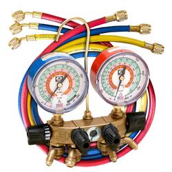 4-Valve Ball Valve R22/R404A/R410A Refrigerant Manifold with 3-1/8 in. Gauges and CCLE4 60 in. Hose Set