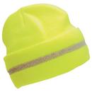 One Size Fits Most Acrylic Reusable Knit Hat in Hi-Viz Lime and Silver