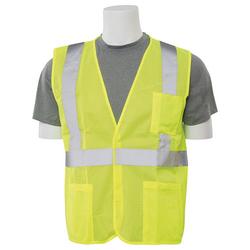 5XL Size Safety Mesh Vest with Hook and Loop Closure in Hi-Viz Lime