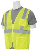 ERB Safety Hi-Viz Lime 3-Pocket Mesh Vest with Zipper 