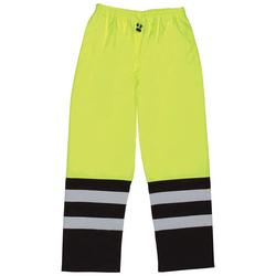Class E Rain Pants w/ Elastic Waist & Ankle Snaps, Hi-Vis Lime, Large