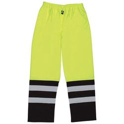 Class E Rain Pants w/ Elastic Waist & Ankle Snaps, Hi-Vis Lime, 2XL