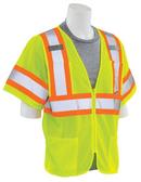 ERB Safety Hi-Viz Lime Mesh Vest with Hook and Loop Closure with Mic Tabs on Both Side in Hi-Viz Lime 