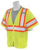 ERB Safety Hi-Viz Lime Mesh Vest with Hook and Loop Closure with Mic Tabs on Both Side in Hi-Viz Lime 