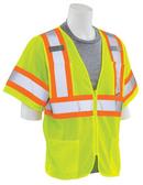 ERB Safety Hi-Viz Lime Class 3 Mesh Vest with Hook and Loop Closure in Hi-Viz Lime 
