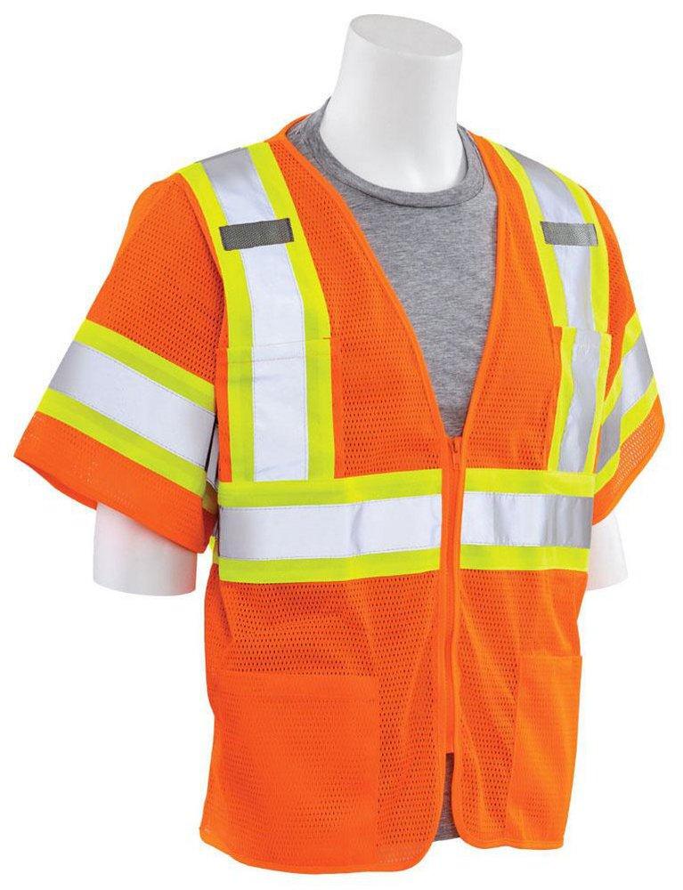 ERB Safety Hi-Viz Orange Mesh Vest with Hook and Loop Closure in Hi-Viz Orange 