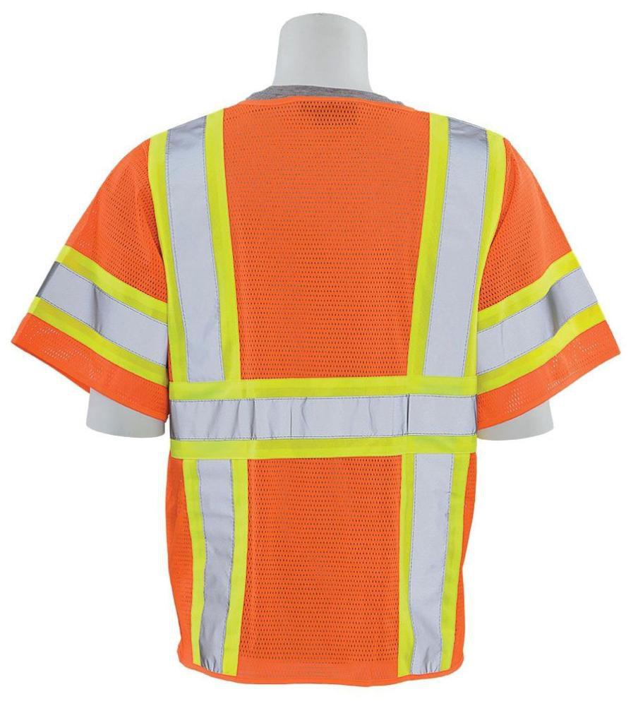 ERB Safety Hi-Viz Orange Mesh Vest with Hook and Loop Closure in Hi-Viz Orange 