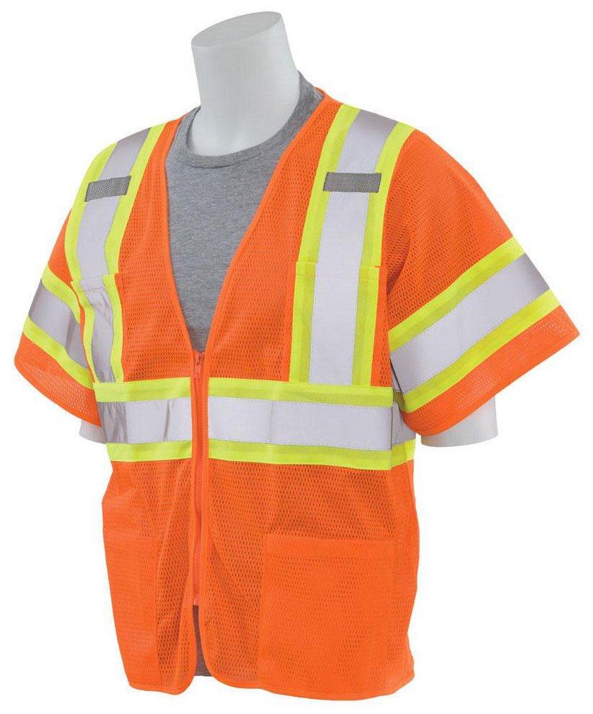 ERB Safety Hi-Viz Orange Mesh Vest with Hook and Loop Closure in Hi-Viz Orange 