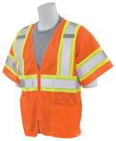 ERB Safety Hi-Viz Orange Mesh Vest with Hook and Loop Closure in Hi-Viz Orange 