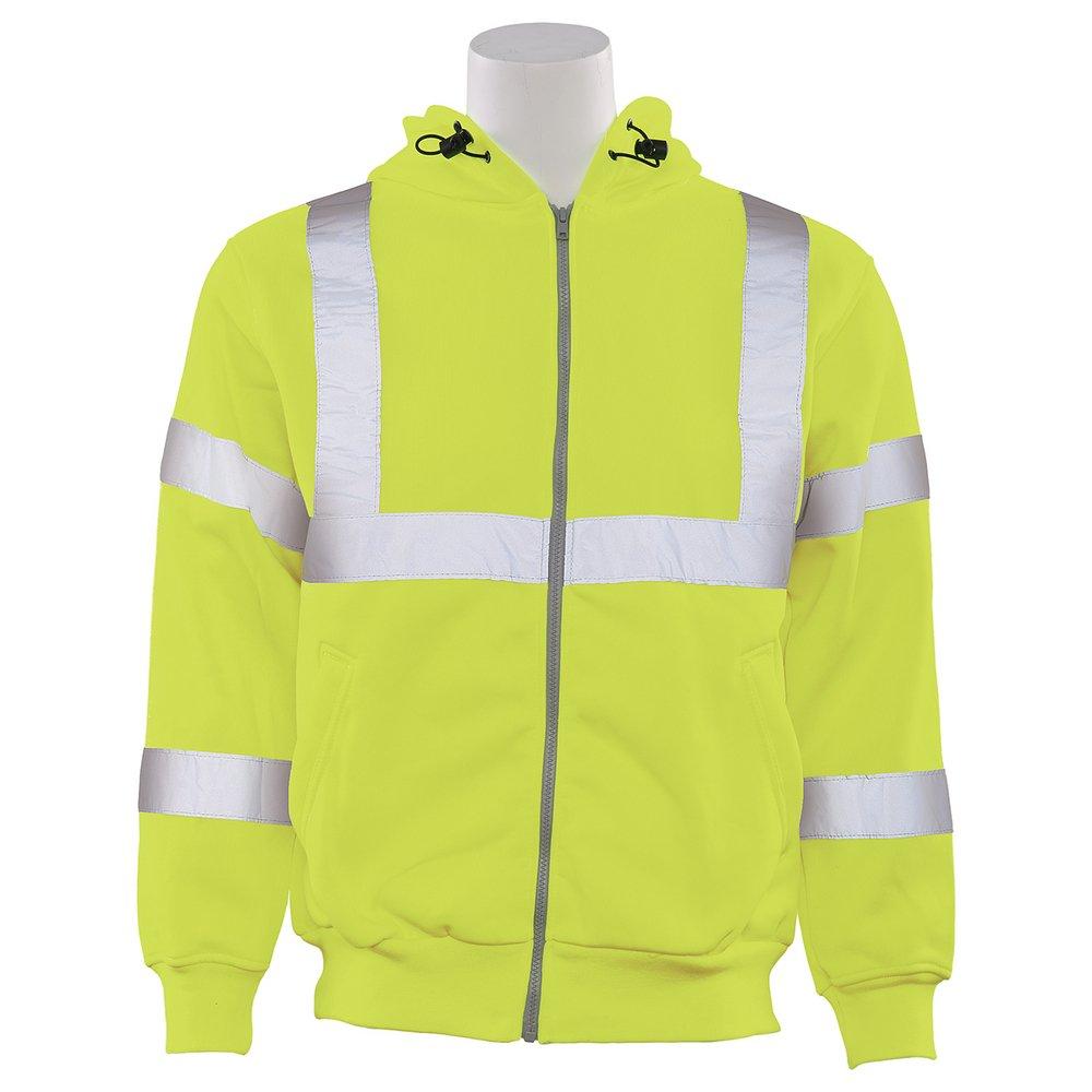 ERB Safety Hi-Viz Lime Zip-Up Sweatshirt with Attached Hood in Hi-Viz Lime 