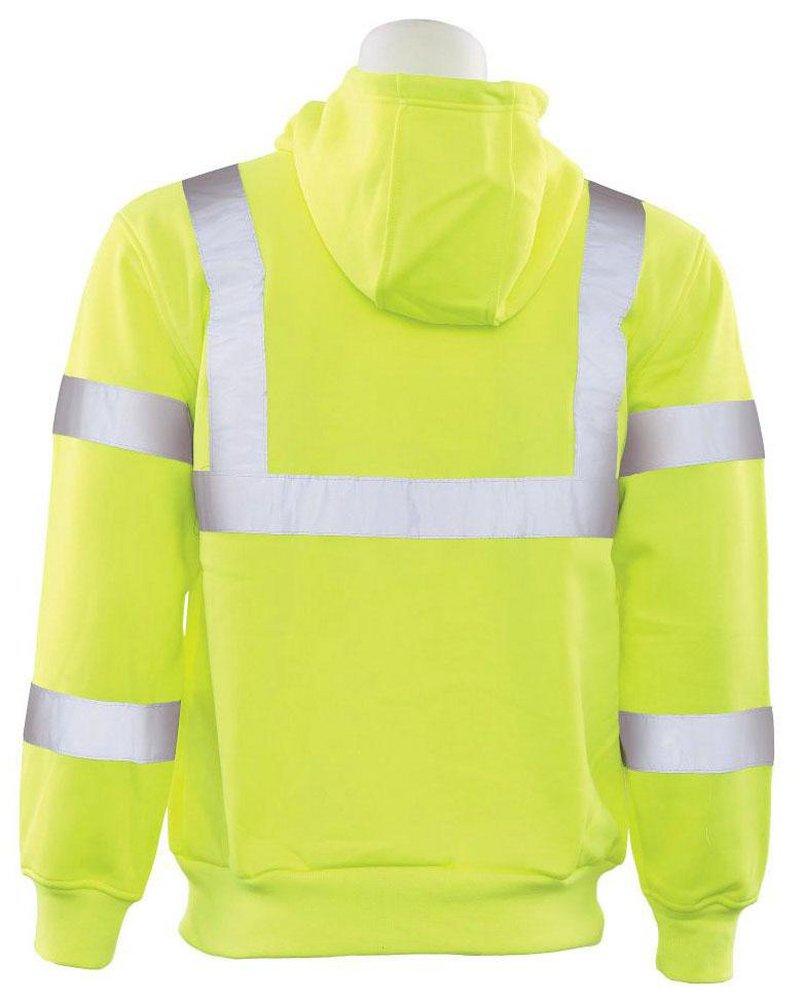 ERB Safety Hi-Viz Lime Zip-Up Sweatshirt with Attached Hood in Hi-Viz Lime 