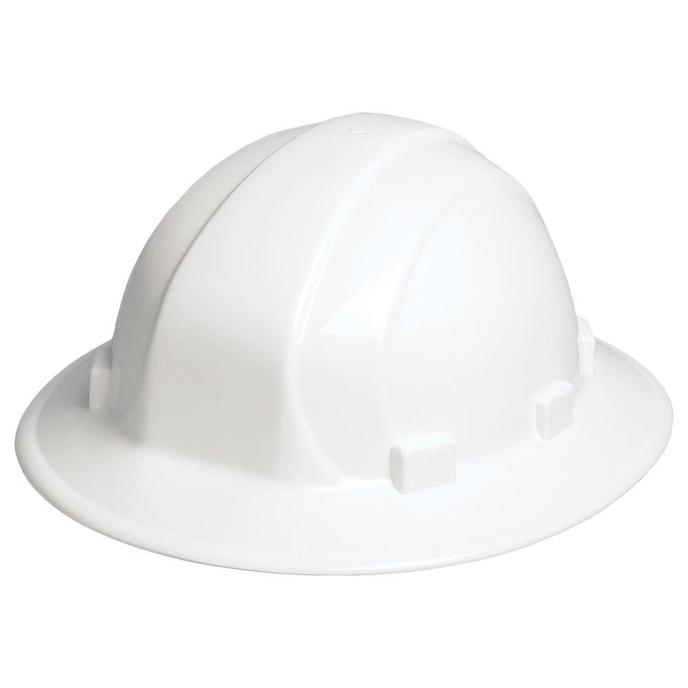 ERB Safety White Full Brim Safety Helmet with Mega Ratchet 