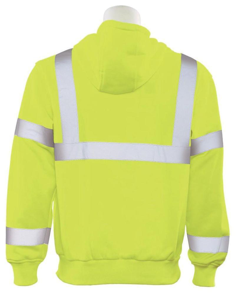 ERB Safety Hi-Viz Lime Class 3 Pullover Sweatshirt with Attached Hood in Hi-Viz Lime 
