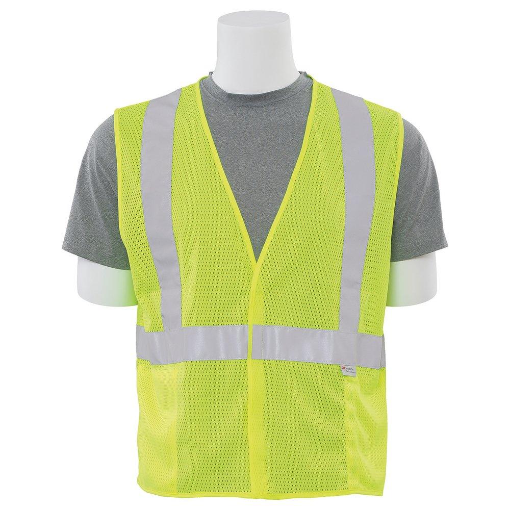 ERB Safety Hi-Viz Lime Safety Mesh Vest with Hook and Loop Closure in Hi-Viz Lime 