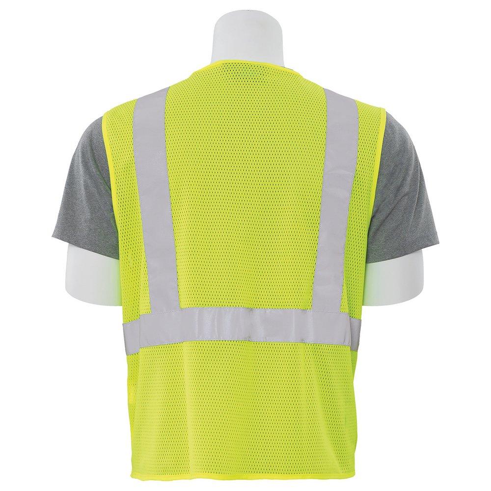 ERB Safety Hi-Viz Lime Safety Mesh Vest with Hook and Loop Closure in Hi-Viz Lime 