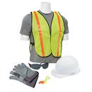 Cap Style Hard Hat with Vest and Smoke Safety Glasses in White