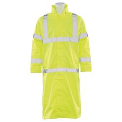 Class 3 Long Rain Coat w/Detachable Hood in Hi-Viz Lime, Size Medium