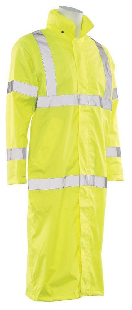 ERB Safety Hi-Viz Lime Long Raincoat in Lime 