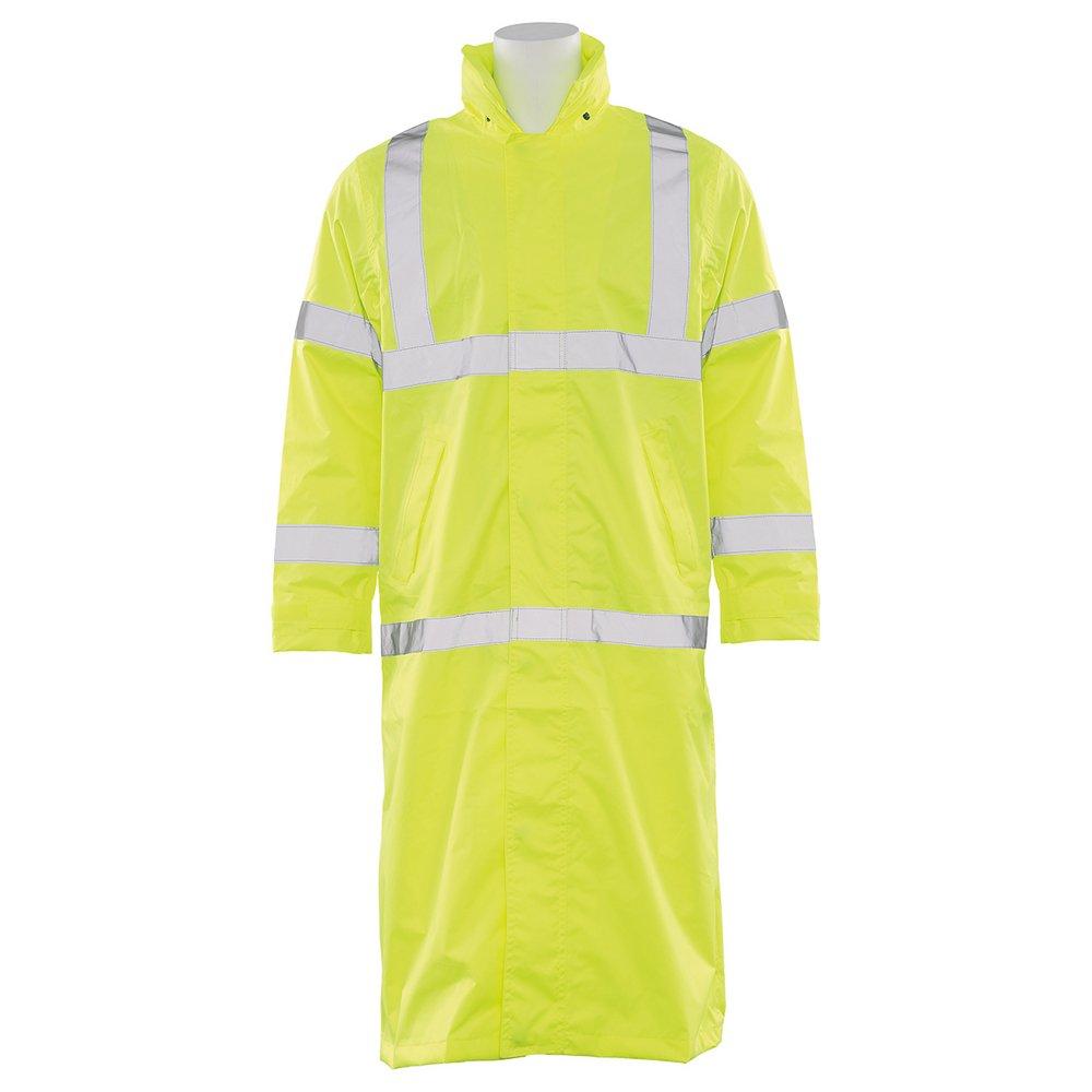 ERB Safety Hi-Viz Lime Long Raincoat in Lime 