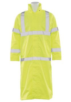Size XXXXL Reusable Plastic Rain Coat in Hi-Viz Lime