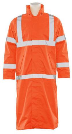 Size M Reusable Plastic Rain Coat in Hi-Viz Orange