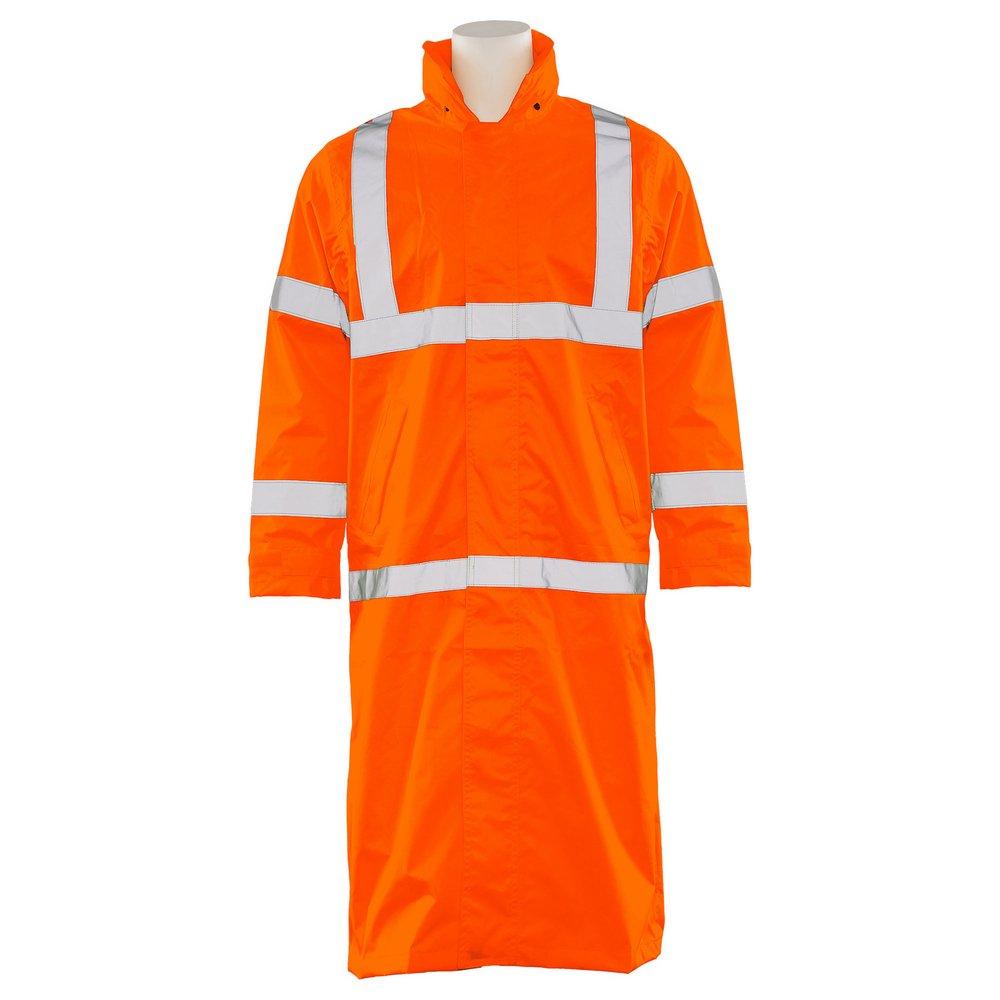 DeltaPlus Hi-Viz Orange Reusable Plastic Rain Coat in Hi-Viz Orange 