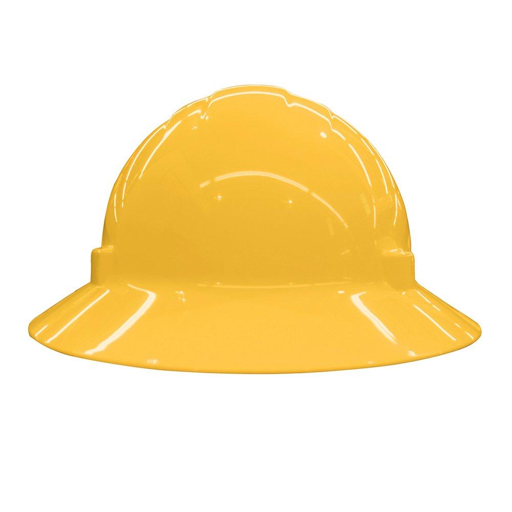 ERB Safety Yellow Full Brim Safety Helmet with Mega Ratchet 